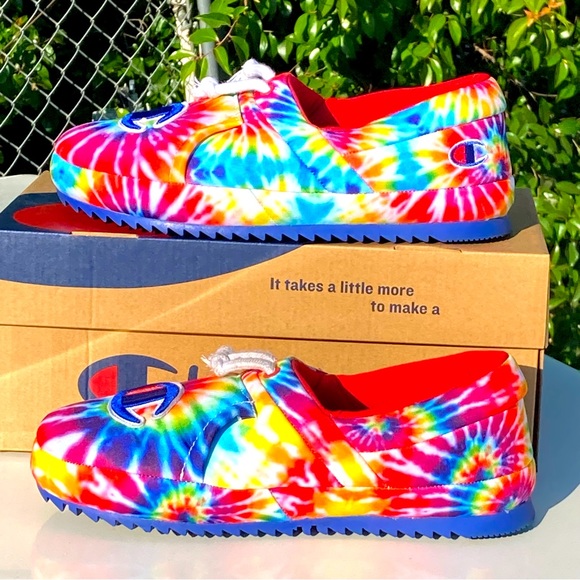 Champion Tie Dye Rainbow Hoodie Slippers Size 7Y - Picture 9 of 17